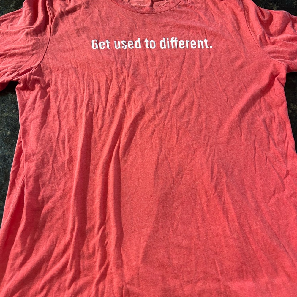 The Chosen “Get used to different “ mens coral shirt EUC sz XL